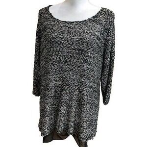 Gibson Latimer Glitter Party Blouse Black  Gold Sz 1X Lined Layered Party Casual